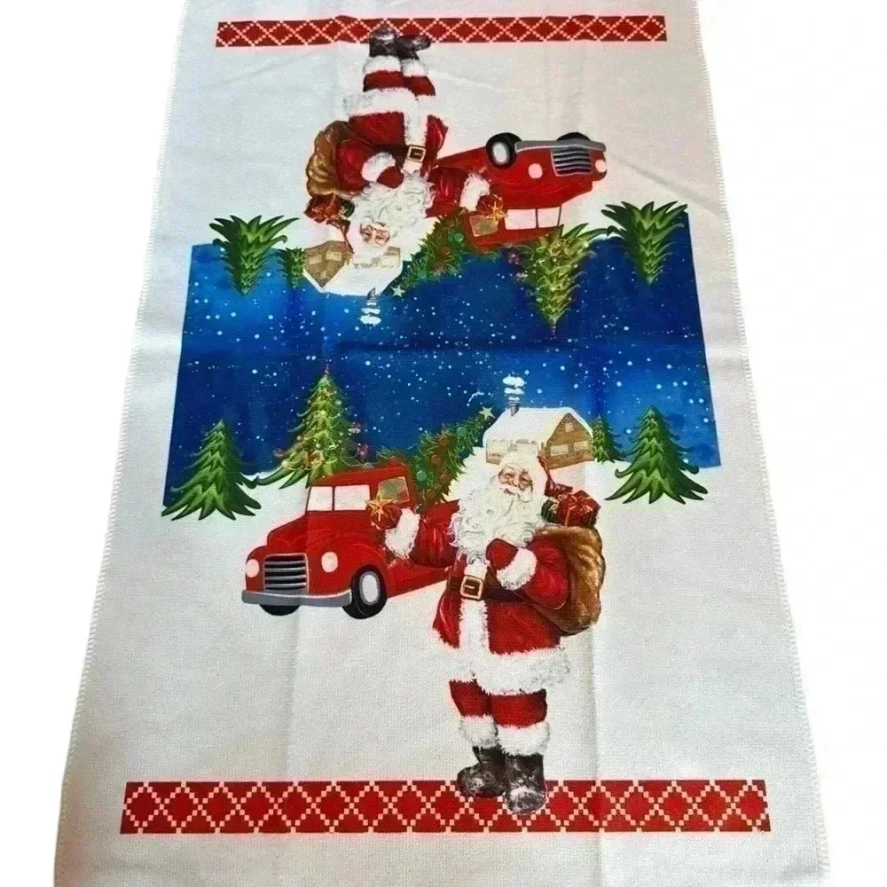 Microfiber Kitchen Towel with Santa Red Pickup 15in x 25in